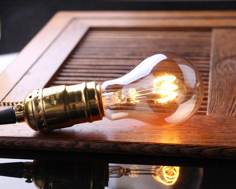 New Retro LED Spiral Filament Light Bulb Vintage Decorative Lamps Dimmable Edison Lamp LED Flexible Spiral Filament Edison Bulbs Vintage Amber Glass Reading Bedroom Decoration
