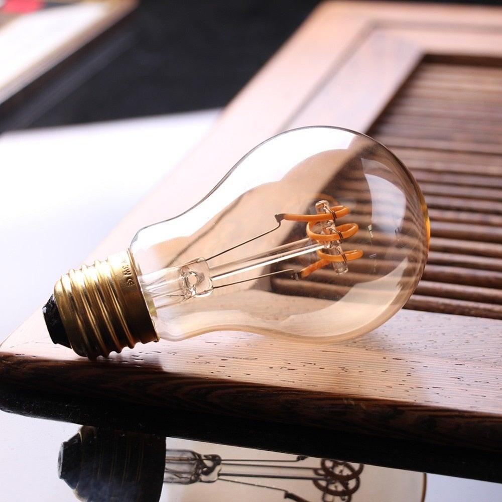 New Retro LED Spiral Filament Light Bulb Vintage Decorative Lamps Dimmable Edison Lamp LED Flexible Spiral Filament Edison Bulbs Vintage Amber Glass Reading Bedroom Decoration