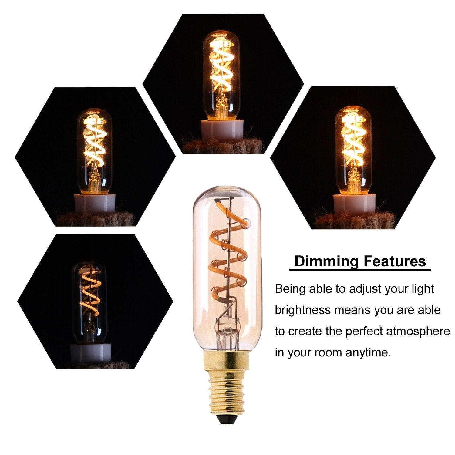 New Retro LED Spiral Filament Light Bulb Vintage Decorative Lamps Dimmable Edison Lamp LED Flexible Spiral Filament Edison Bulbs Vintage Amber Glass Reading Bedroom Decoration