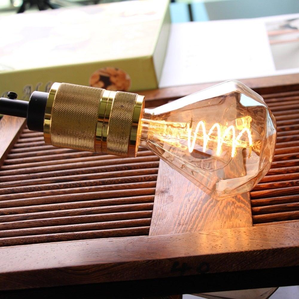 New Retro LED Spiral Filament Light Bulb Vintage Decorative Lamps Dimmable Edison Lamp LED Flexible Spiral Filament Edison Bulbs Vintage Amber Glass Reading Bedroom Decoration