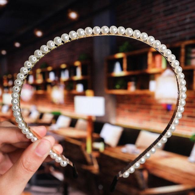 Simulation Pearl Hairbands Women Hair Accessories Korean Handmade Bow Flower Hoops Headband Wedding Ornaments Gorgeous Hair Accessories For Women