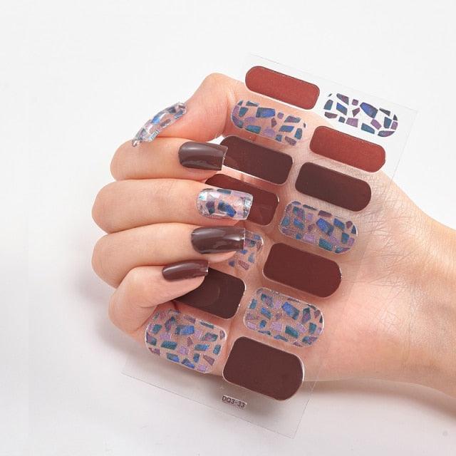New Year Patterned Nail Decor Nail Polish Nail Art Stickers Full Beauty Sticker for Nails Nail Accessorie Christmas Nail Sticker 3D Nail Art Stickers Decal Slider Template Diy Nail Tool Decorations Nail Art Design Self Adhesive Luxury Designer Nail Sticke