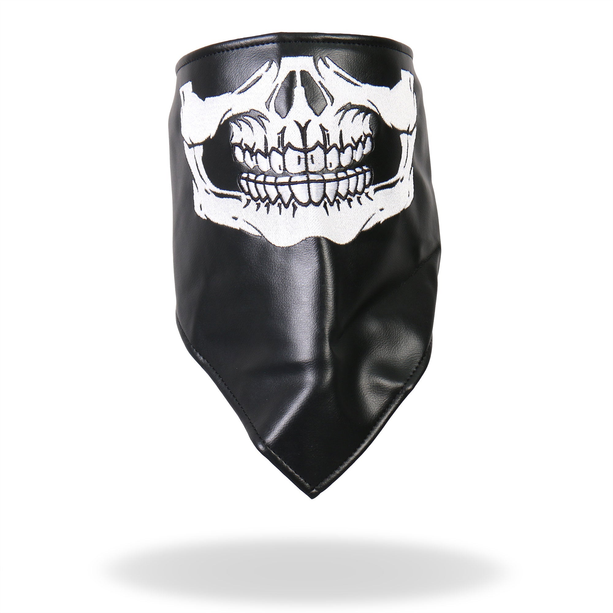 NWL1004 Black Leather Skull Neck Warmer with Fleece Lining