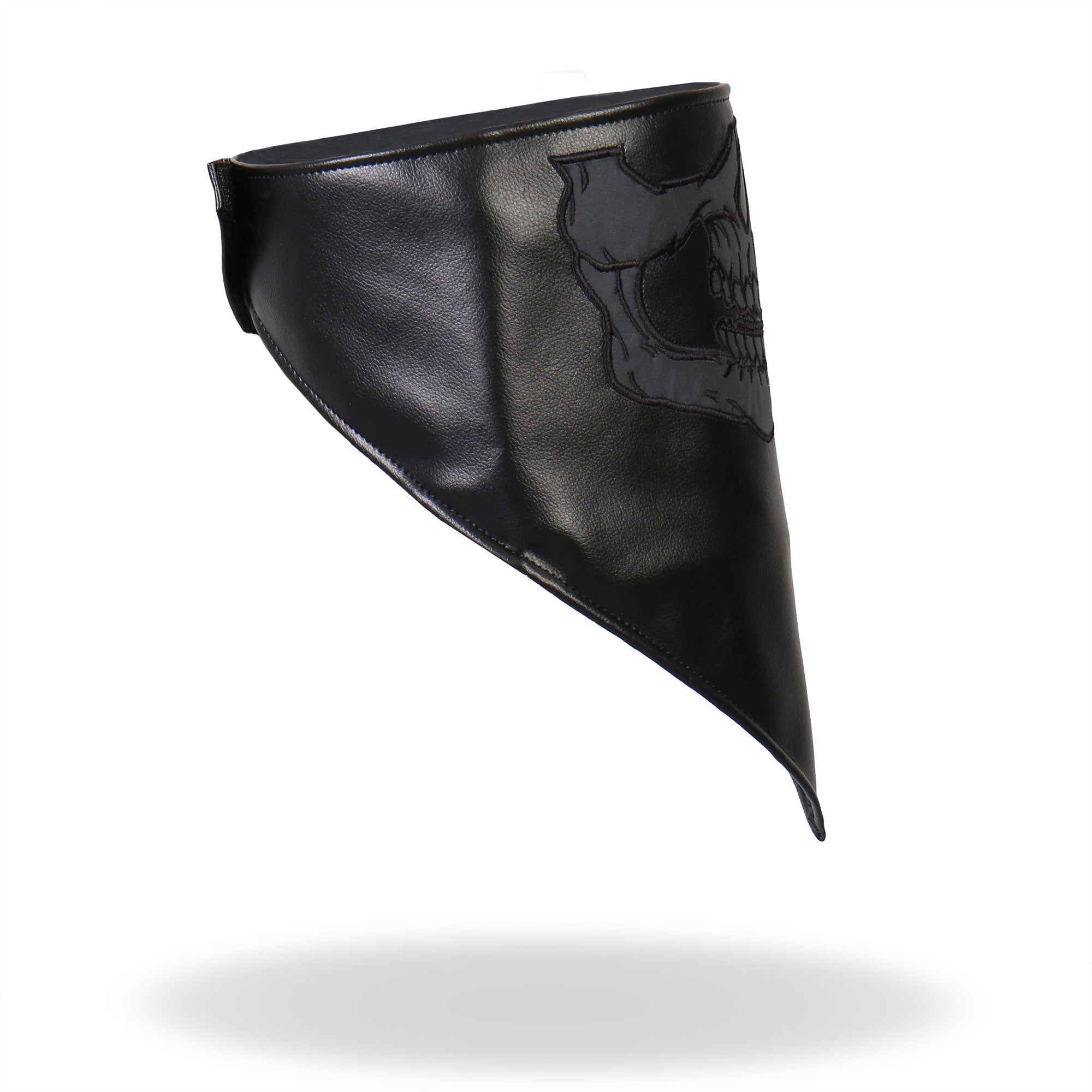 NWL1008 Black Leather Reflective Skull Neck Warmer with Fleece Lining
