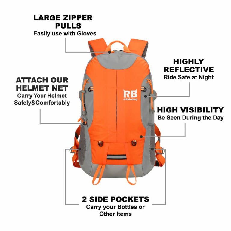 High Visibility Orange Reflective Commuter Bike Backpack |Riderbag Ref ...