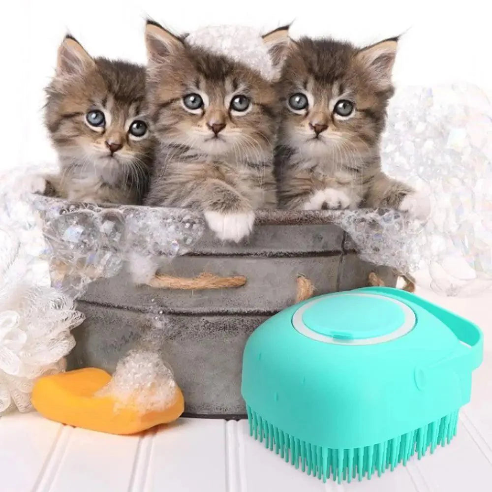 Pet Silicone Shampoo Bath Brush Massage Rubber Comb Bathing Shampoo Colorful Massager For Dogs