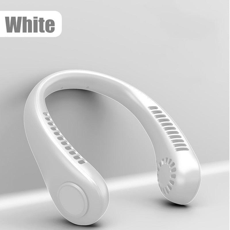 Portable Neck Fan USB Rechargeable Bladeless Fan Mini Electric Ventilator Silent Neckband Wearable Cooling for Sports Wearable Necklace Fan with 3 Speeds for Home Office Travel Outdoor Sports