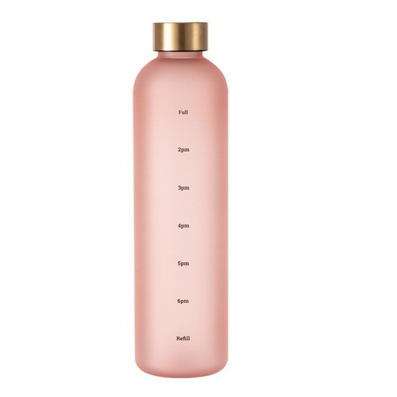 Portable Space Cup Sports Water Bottle Fruit Lemon Juice Drinking Bottle Outdoor travel camping plastic cup beverage utensils Motivational Water Bottle with Time Marker to Drink Reusable Plastic Bottle with BPA Free for Gym and Sports