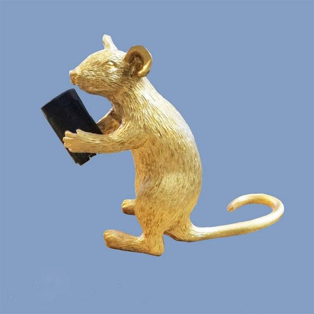 Postmodern Resin Animal Rat Mouse Table Lamp Small Mini Mouse Cute LED Night Lights Home Décor Desk Lights Bedside Lamp Decorative Table Lamp Cute Study Lamps for Bedroom Décor