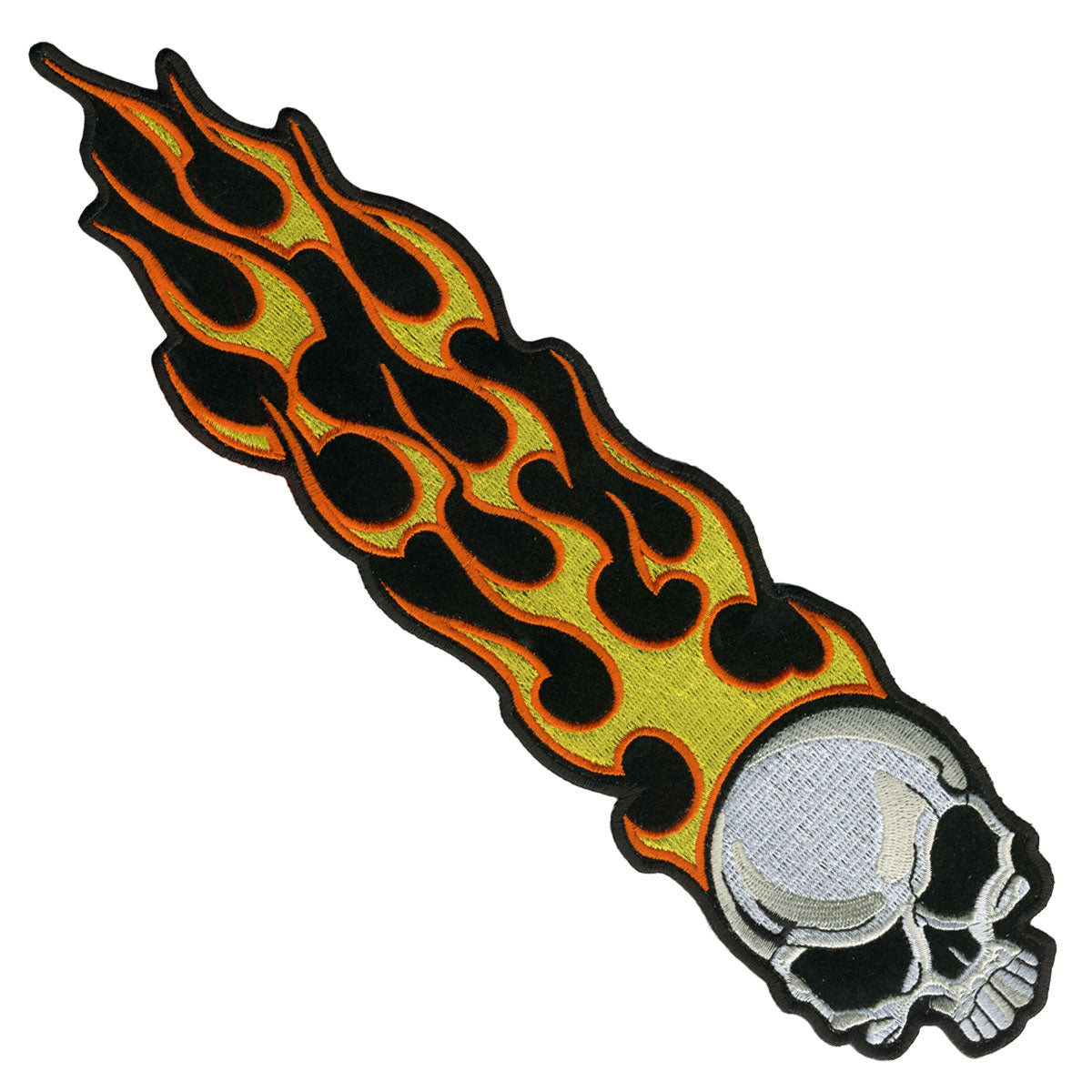 PPA1192 Long Flaming Skull 1" x 5" Patch