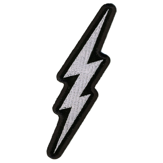 Silver Lightening Bolt 2" x 5" Patch