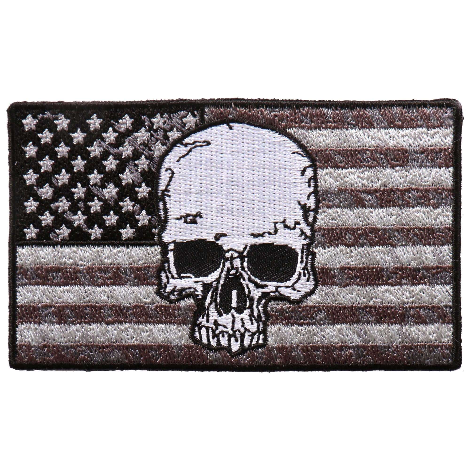 PPA9903 Gray Flag Skull 4"x2" Patch