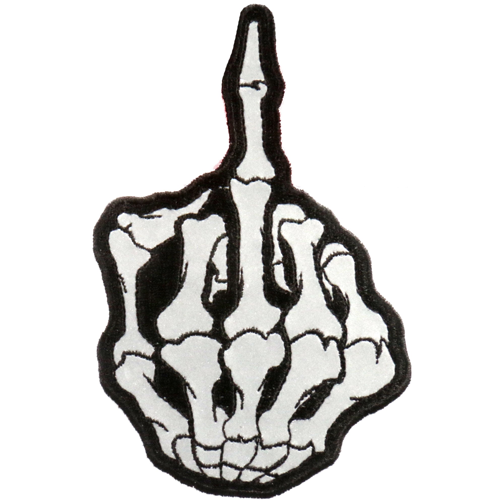PPB1013 Skeleton Middle Finger Reflective 3" x 5" Patch