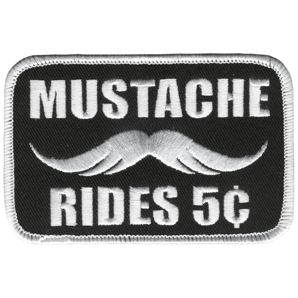 Mustache Rides 4" x 3" Patch