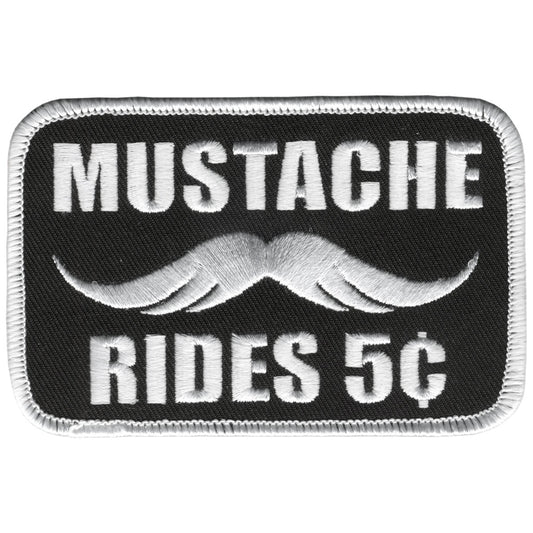 Mustache Rides 4" x 3" Patch