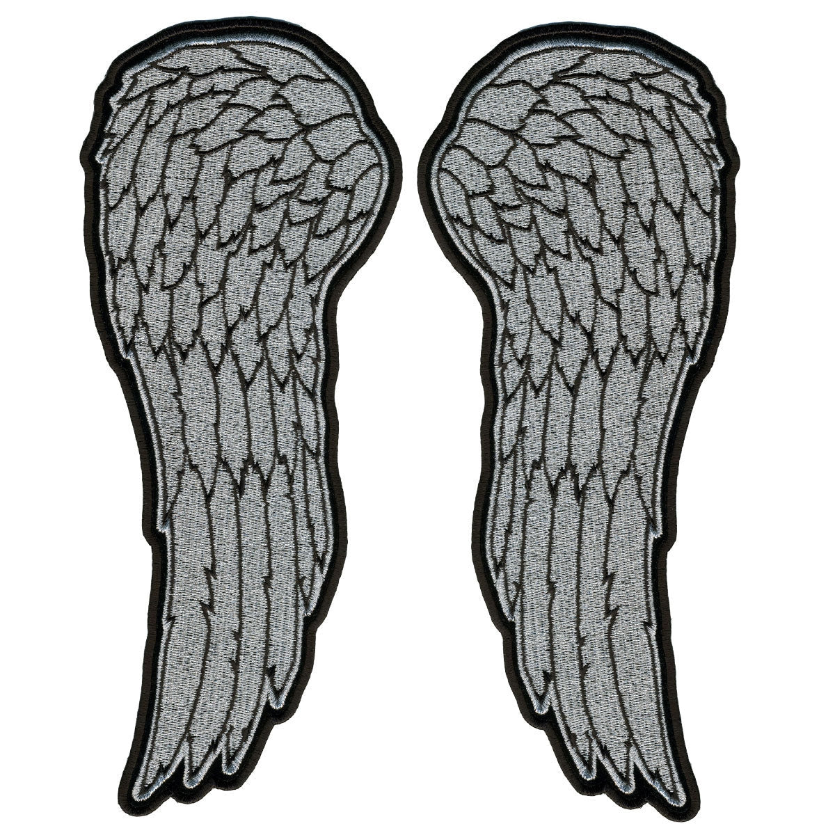 PPS1041 10" Metallic Silver Angel Wings Patch