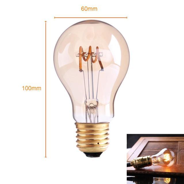 New Retro LED Spiral Filament Light Bulb Vintage Decorative Lamps Dimmable Edison Lamp LED Flexible Spiral Filament Edison Bulbs Vintage Amber Glass Reading Bedroom Decoration