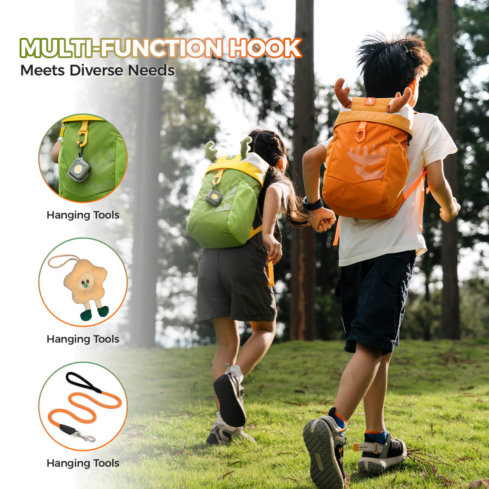 Kids Water-Repellent Hiking Backpack 8L