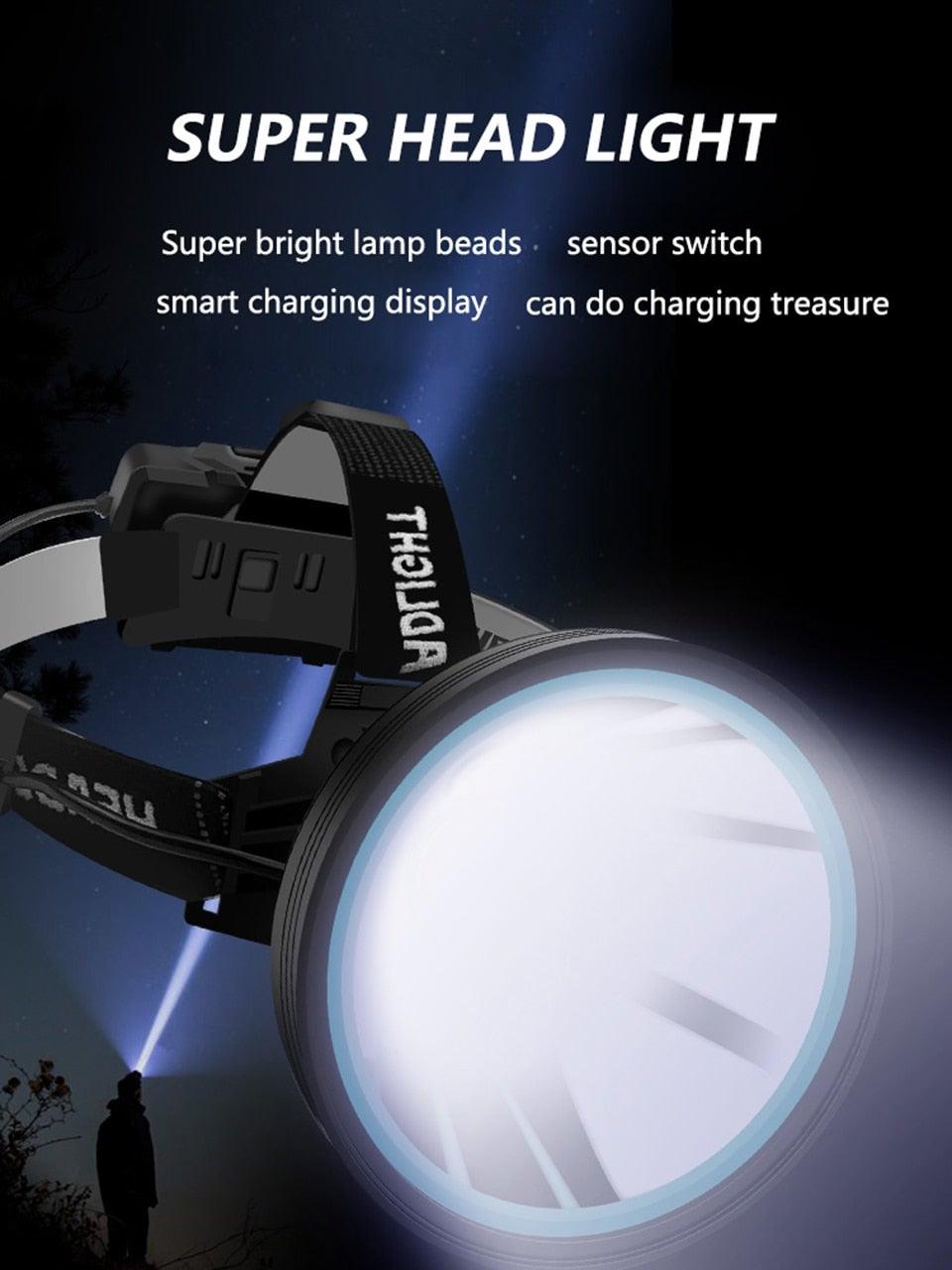 Rechargeable Adjustable Headlamp, Zoom/Waterproof LED White Yellow Color High Lumen Headlamp Flashlight Torch Power Bank For Adult Outdoor Camping Fishing Adventures
