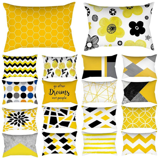 Rectangle Yellow Pillow Case Sofa Car Seat Cushion Cover Home Textile Modern Decorative Geometric Outdoor Pillow Cushion Covers Case For Couch Living Room Fashion Pillowcase 30x50CM