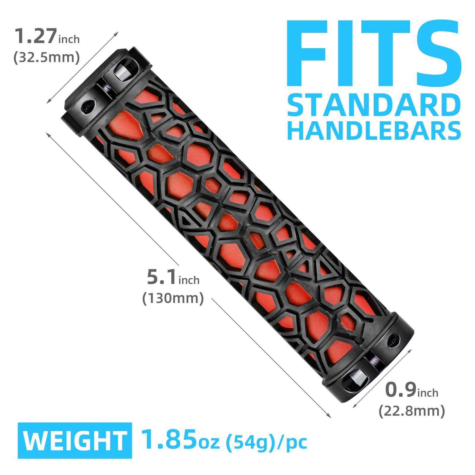 ROCKBROS Bike Handlebar Grips Double Lock-on Non-Slip Grips for MTB, BMX 22.2mm
