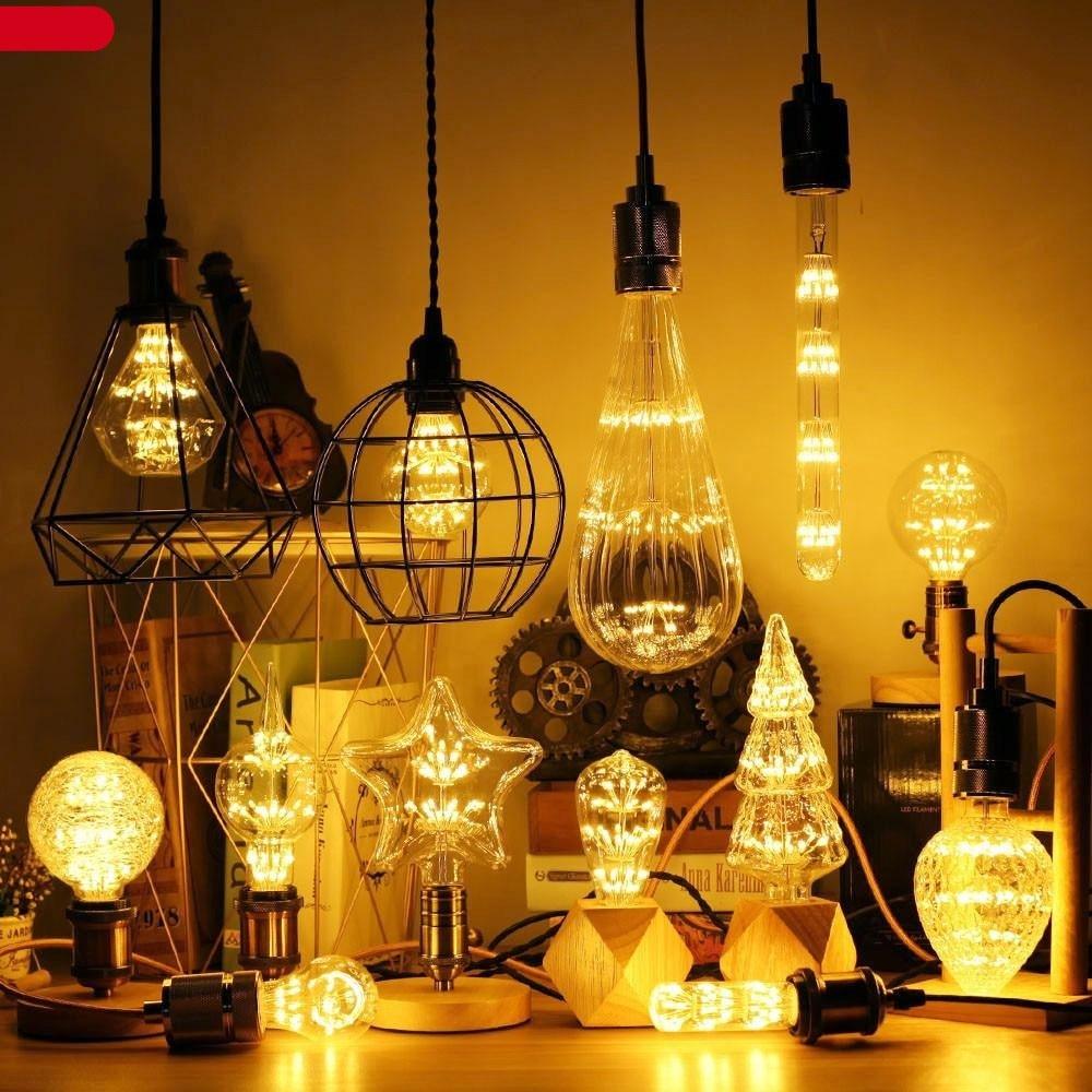 Retro Lamp Loft Industrial Decor Vintage Lamp Light Bulb Antique Vintage Style Light Amber Warm Dimmable Vintage Village Style Desk Light Creative Table Lamp