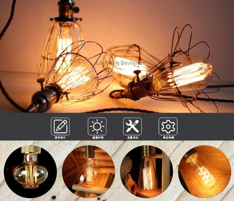 Retro Lamp Loft Industrial Decor Vintage Lamp Light Bulb Antique Vintage Style Light Amber Warm Dimmable Vintage Village Style Desk Light Creative Table Lamp
