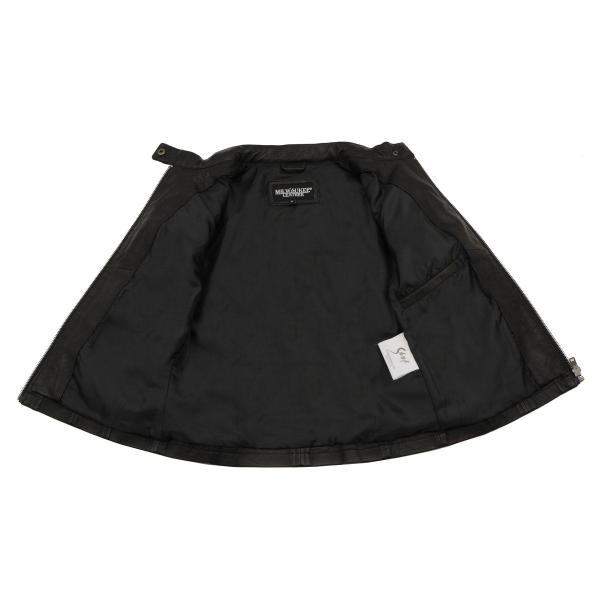 SFL2806 Women's Quilted Black Mandarin Scuba Collar Fashion Casual Leather Jacket