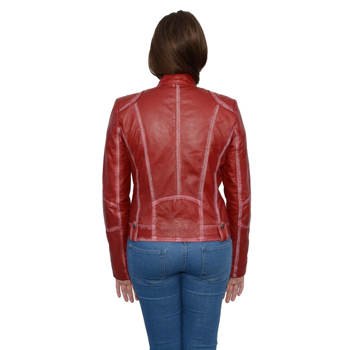 SFL2830 Women's Red Scuba Style Sheepskin Fashion Leather Jacket