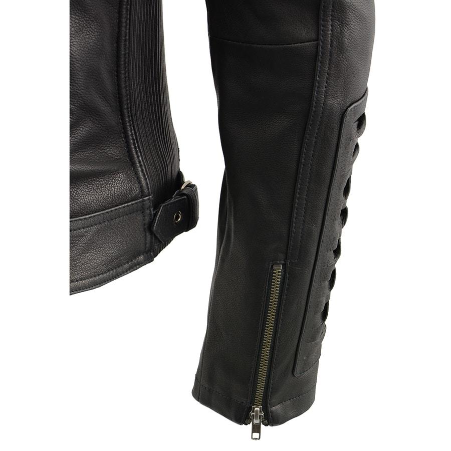 SFL2865 Women's Black Scuba Style Fashion Casual Leather Jacket with Hoodie