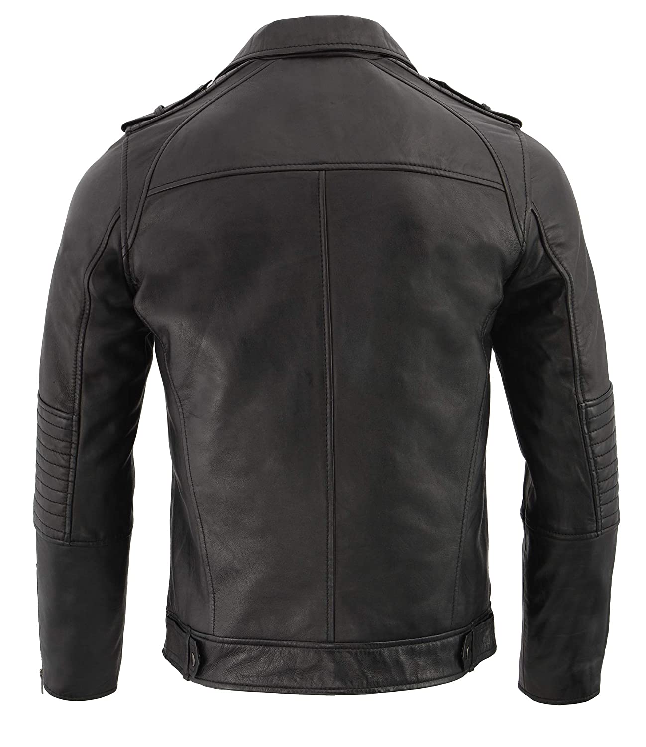 SFM1810 Men's Black Lamsbkin Patch Pocket Leather Jacket