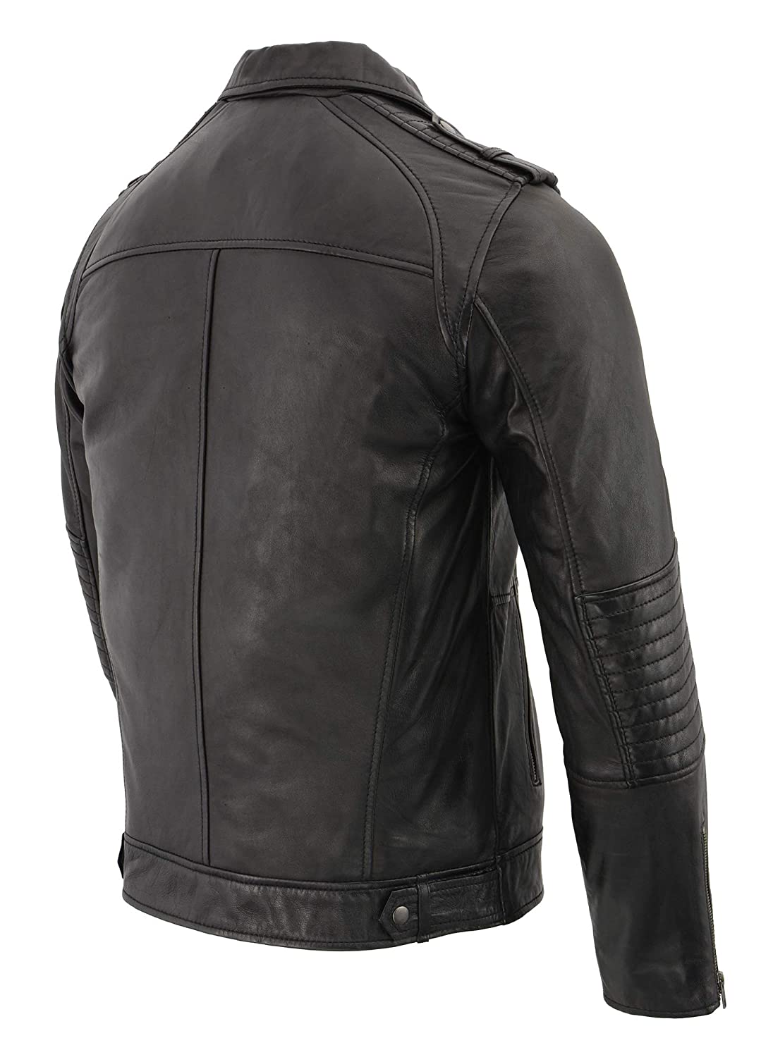 SFM1810 Men's Black Lamsbkin Patch Pocket Leather Jacket