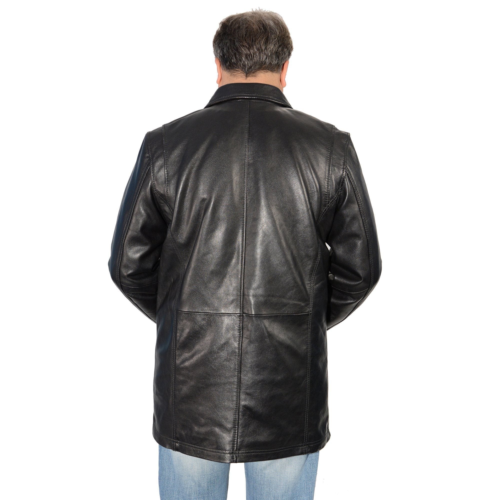 SFM1820 Men's Classic 'JD' Black Lambskin Leather Jacket with Zipper Closure