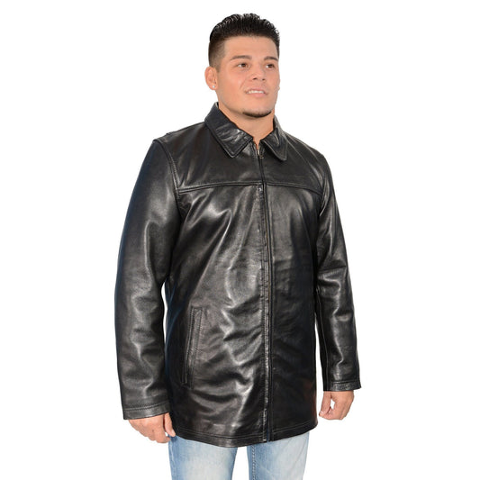 SFM1820 Men's Classic 'JD' Black Lambskin Leather Jacket with Zipper Closure