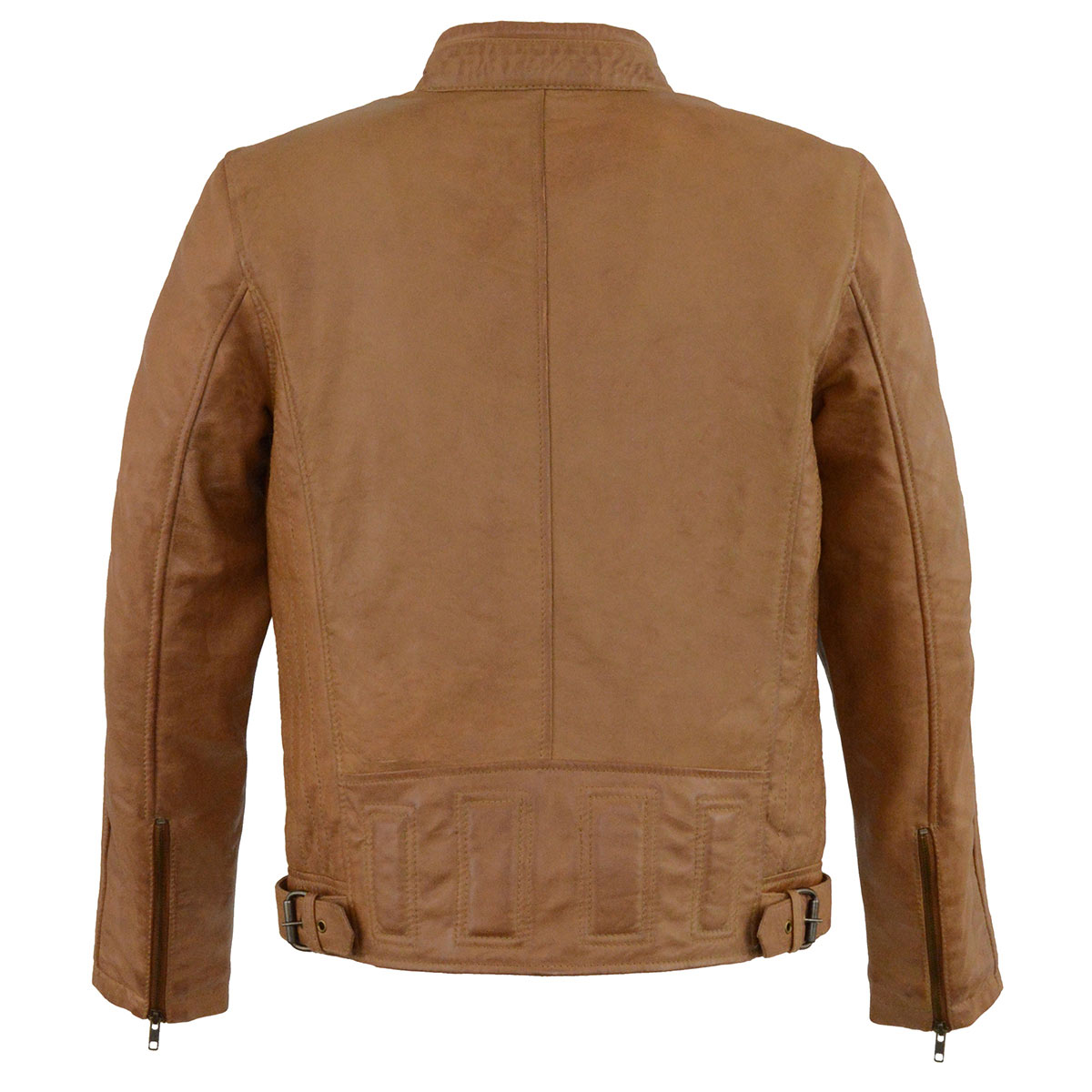 SFM1835 Men's Saddle ‘Cafe Racer’ Leather Jacket with Snap Button Collar