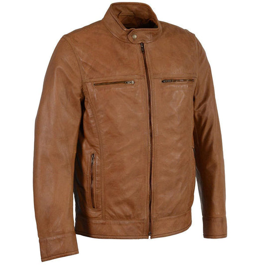 SFM1865 Men's Saddle Classic Zipper Front Leather Jacket