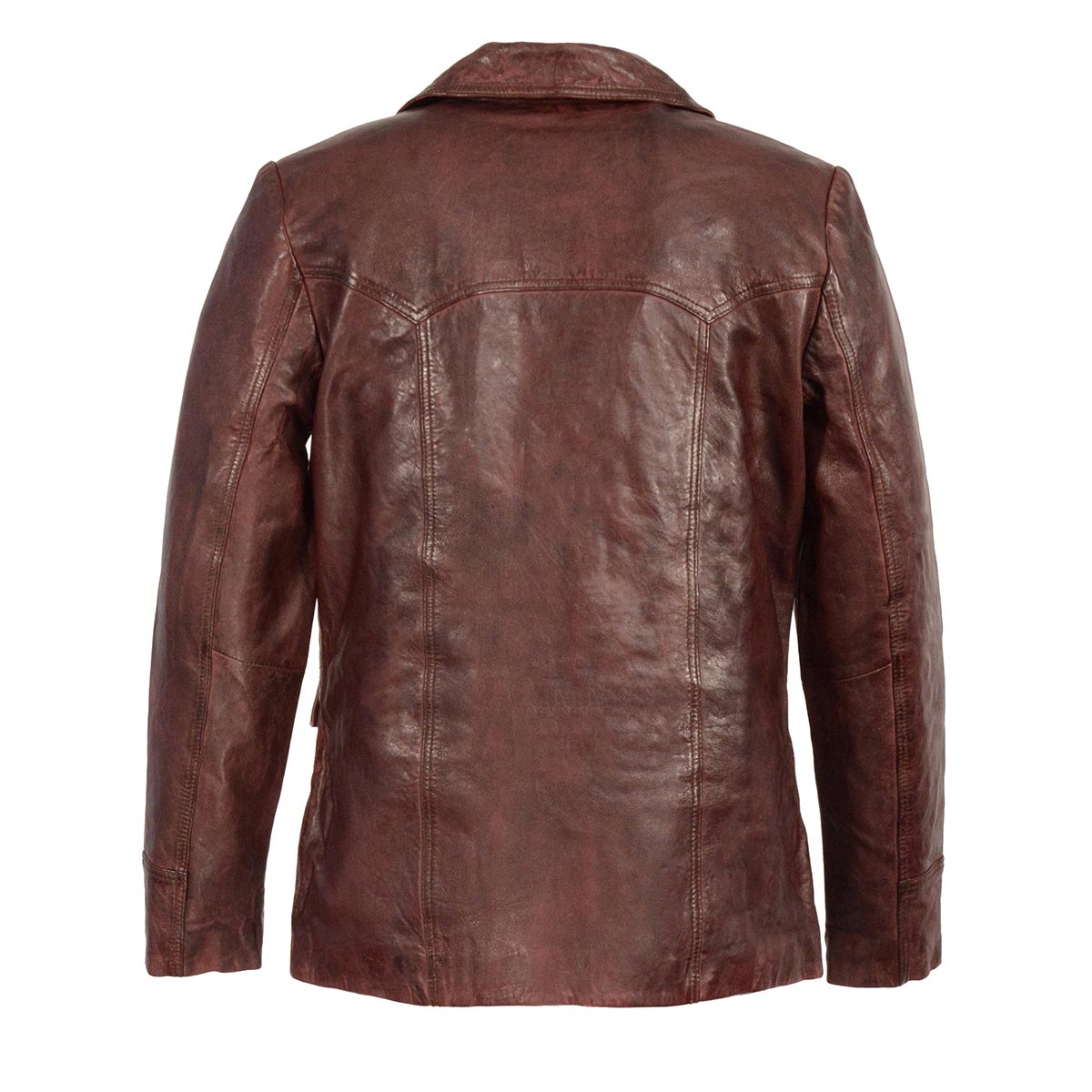 SFM1870 Men's Classic Red Leather Button Closure Car Coat Blazer Jacket