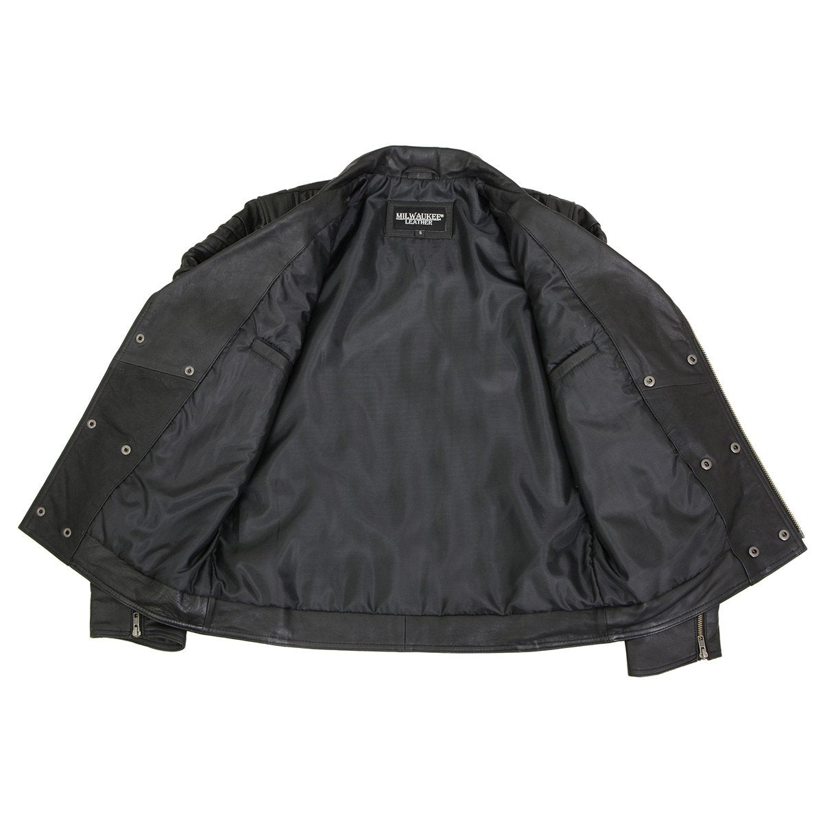 SFM1885 Men's Black Leather Fashion Jacket with Piping Design