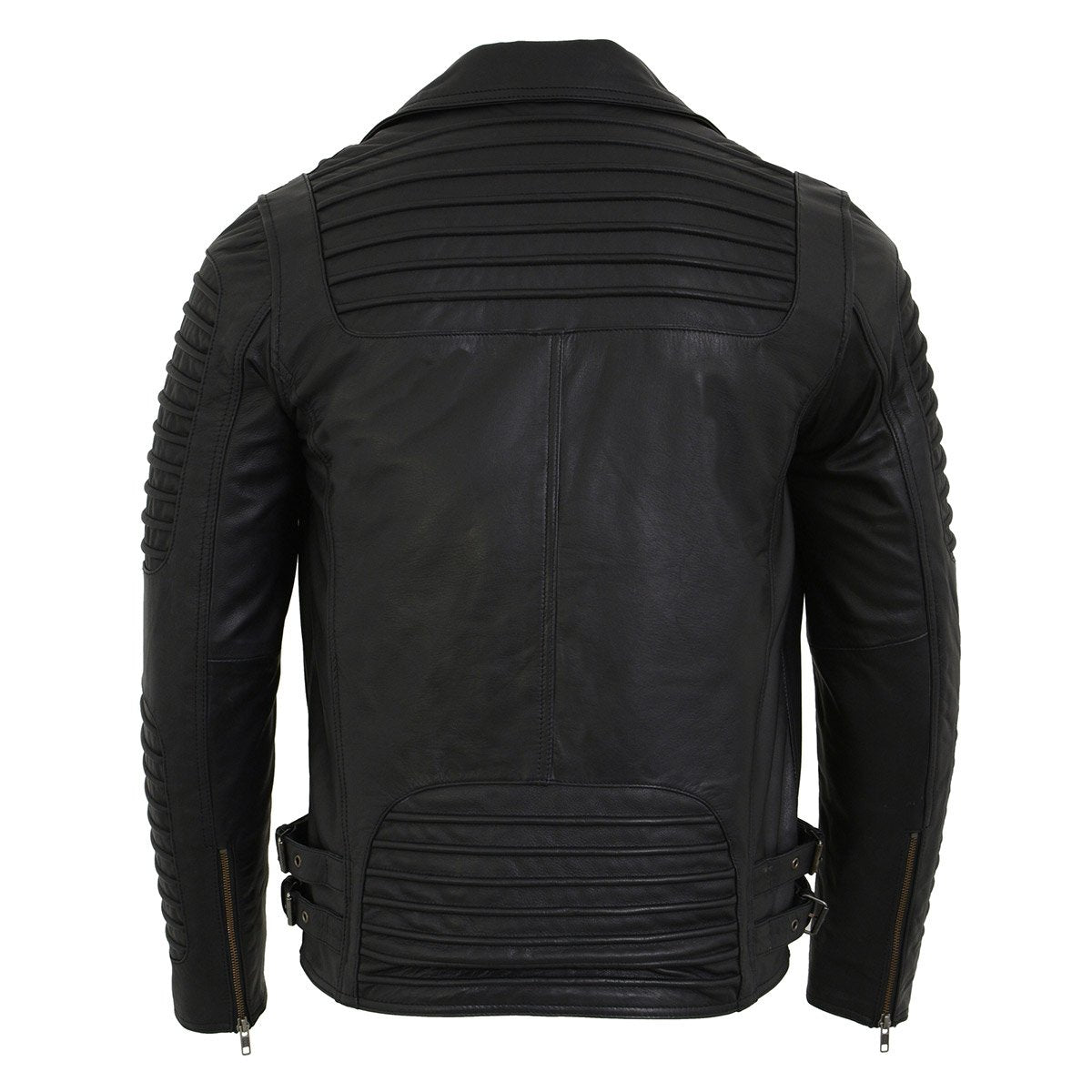 SFM1885 Men's Black Leather Fashion Jacket with Piping Design