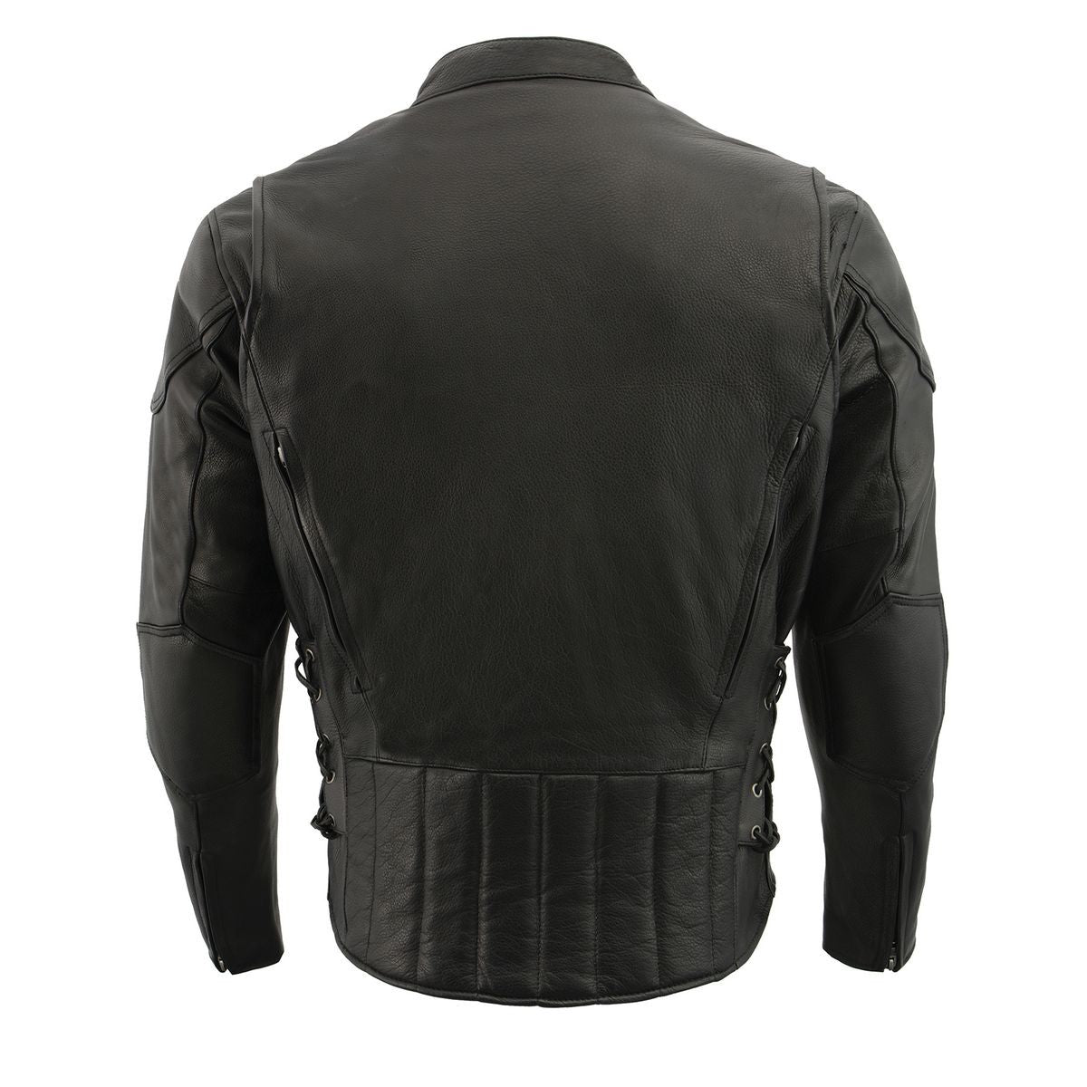 SH1010 Men's 'Scooter' Black Vented Leather Jacket with Side Laces