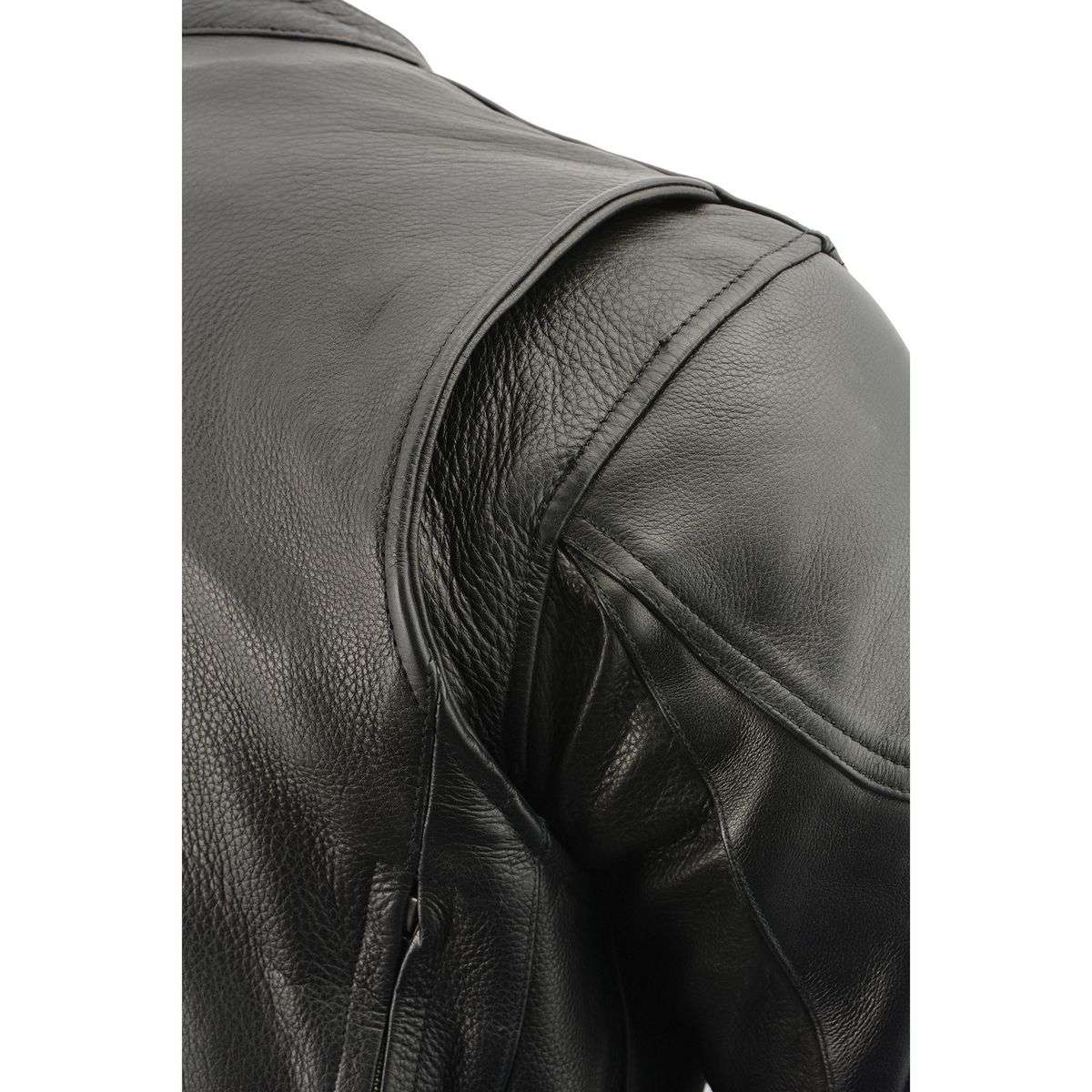 SH1010 Men's 'Scooter' Black Vented Leather Jacket with Side Laces