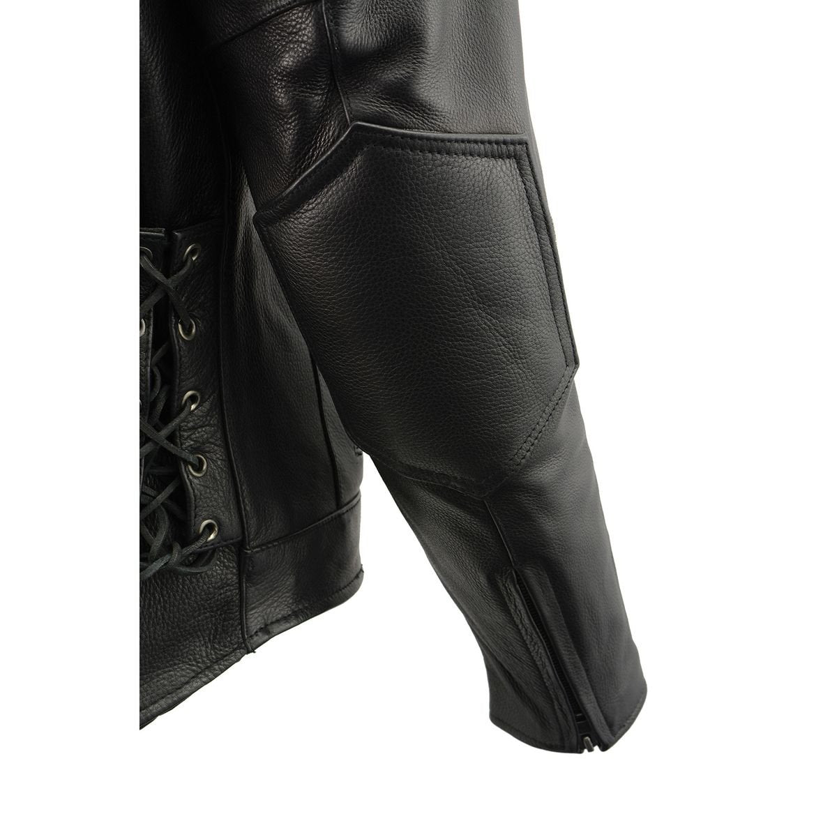 SH1010 Men's 'Scooter' Black Vented Leather Jacket with Side Laces