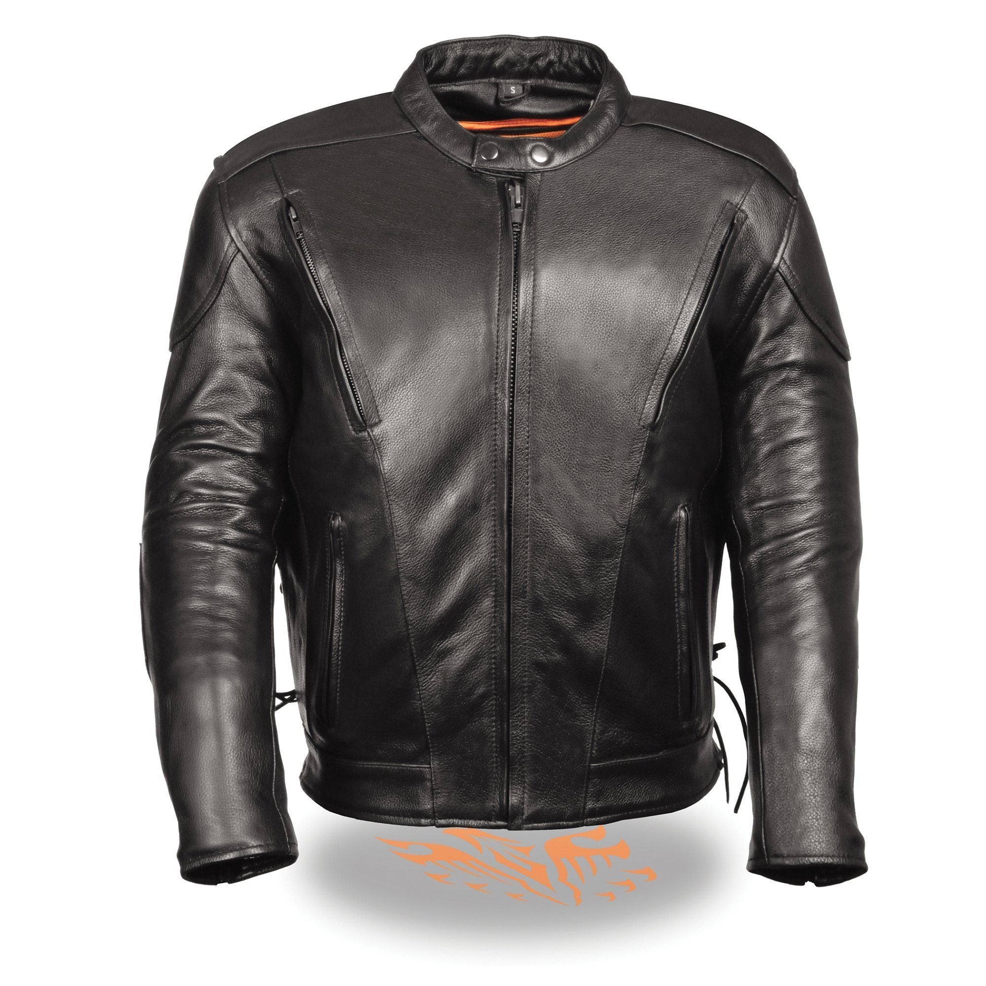 SH1010 Men's 'Scooter' Black Vented Leather Jacket with Side Laces
