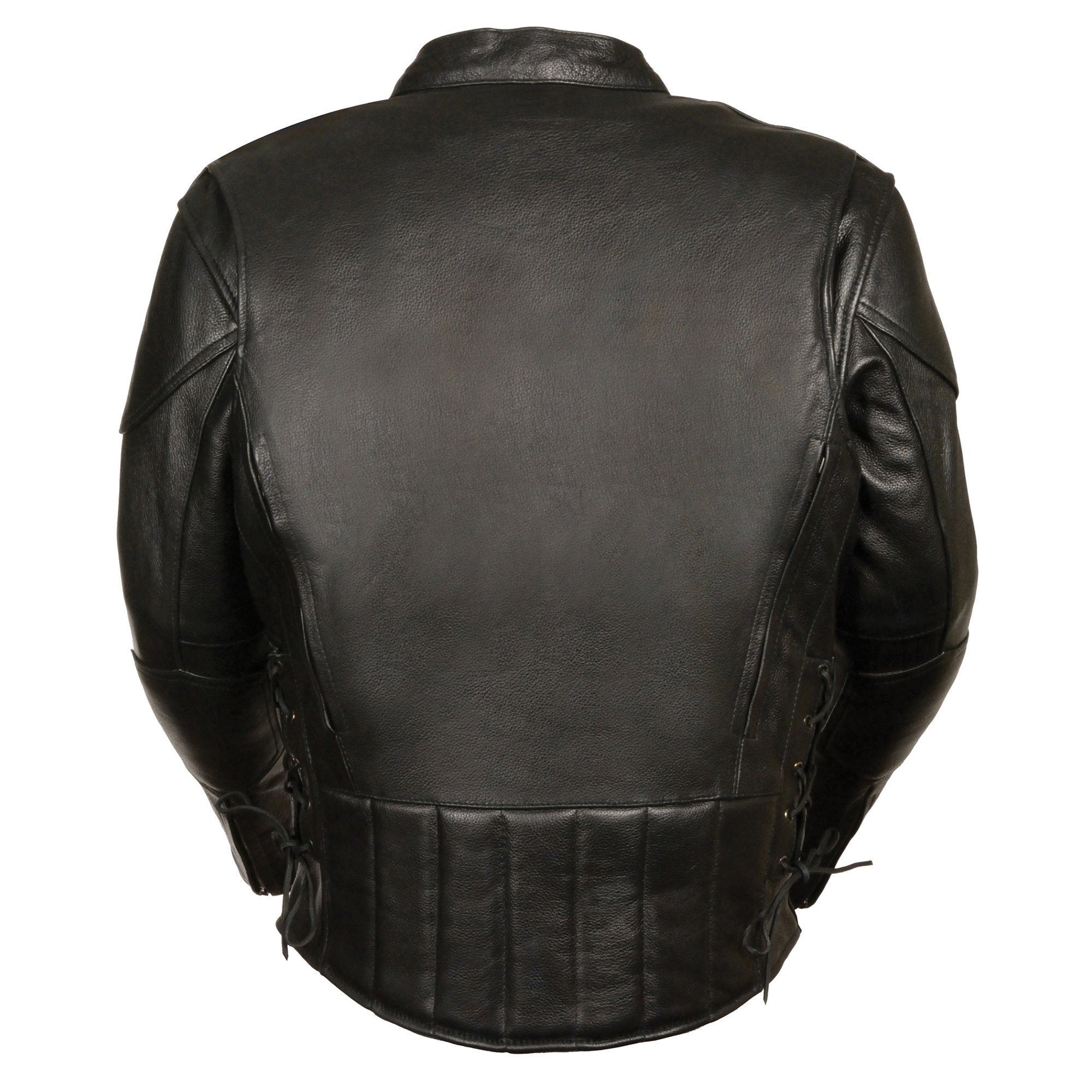 SH1010 Men's 'Scooter' Black Vented Motorcycle Leather Jacket with Side Laces in Tall Sizes