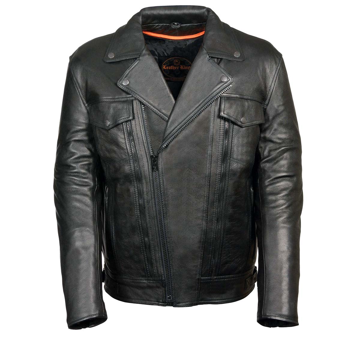 ML1018 Men's Black Motorcycle Jacket with Utility Pockets