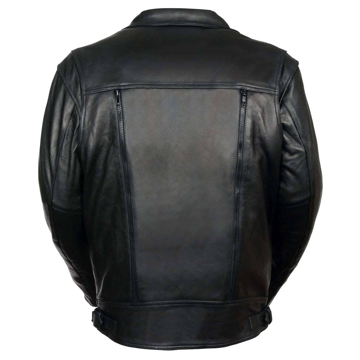 ML1018 Men's Black Motorcycle Jacket with Utility Pockets