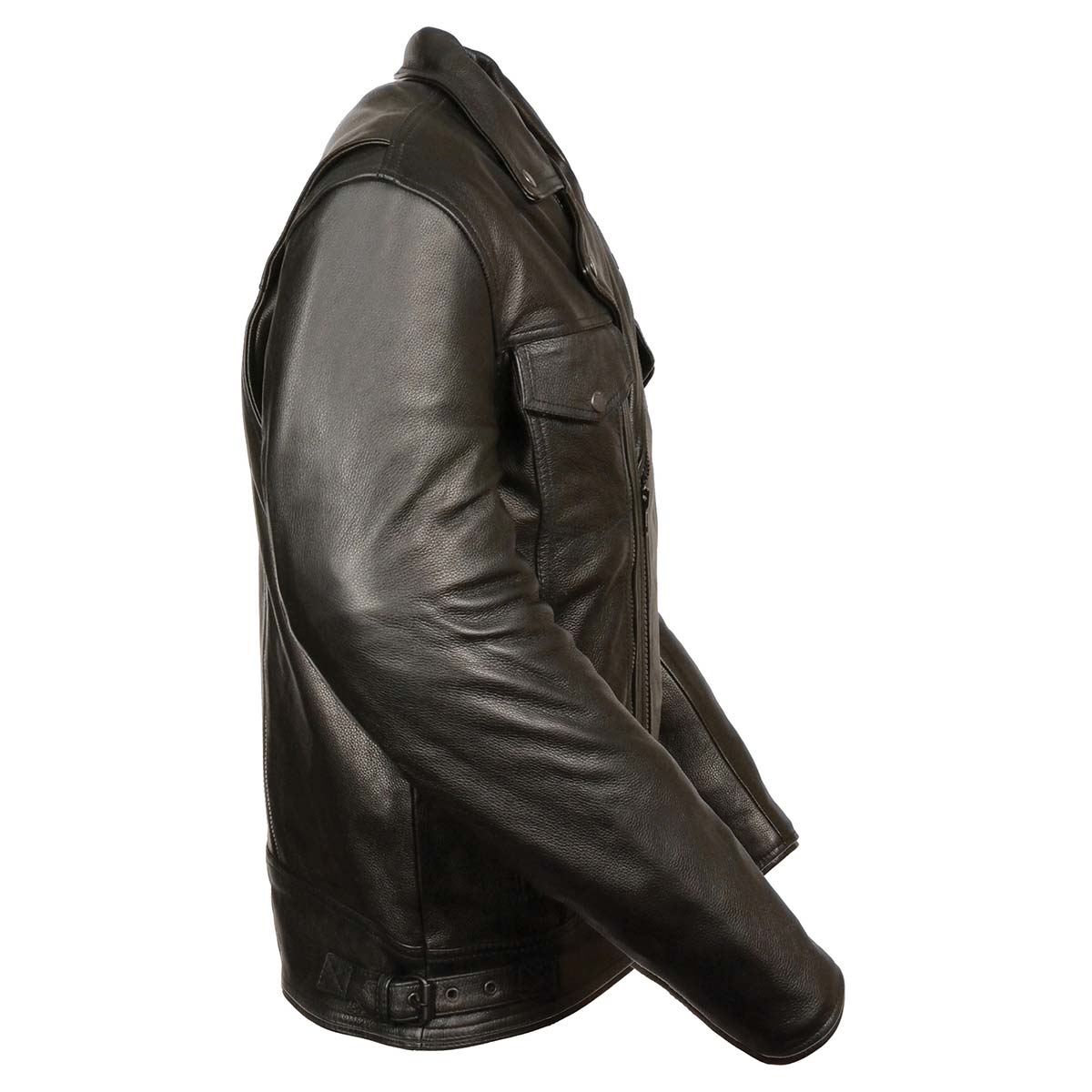 ML1018 Men's Black Motorcycle Jacket with Utility Pockets