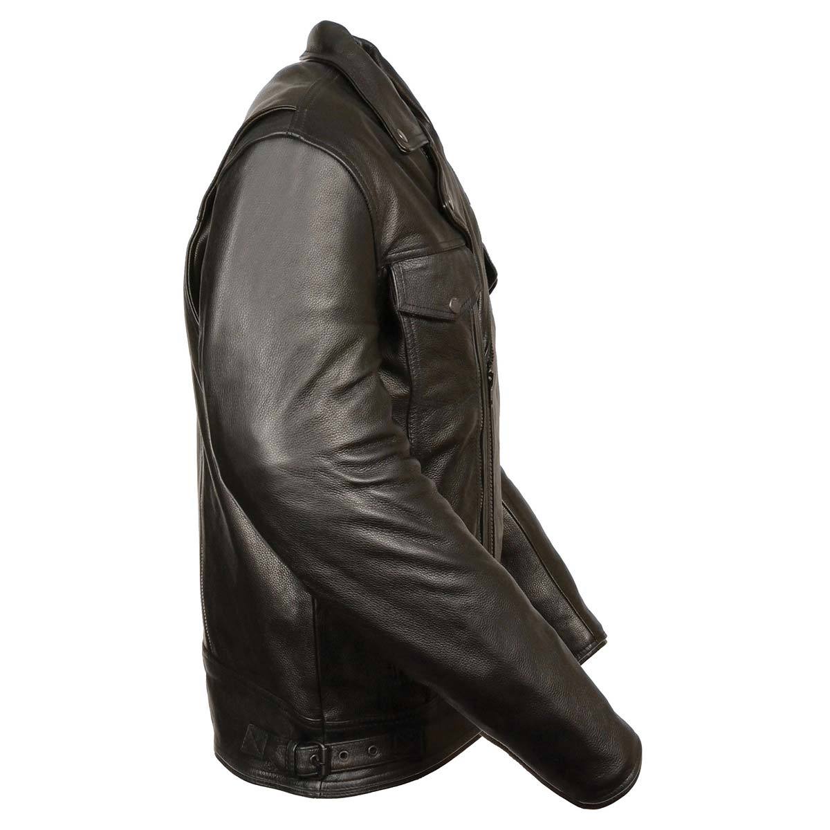 ML1018 Men's Black Motorcycle Jacket with Utility Pockets