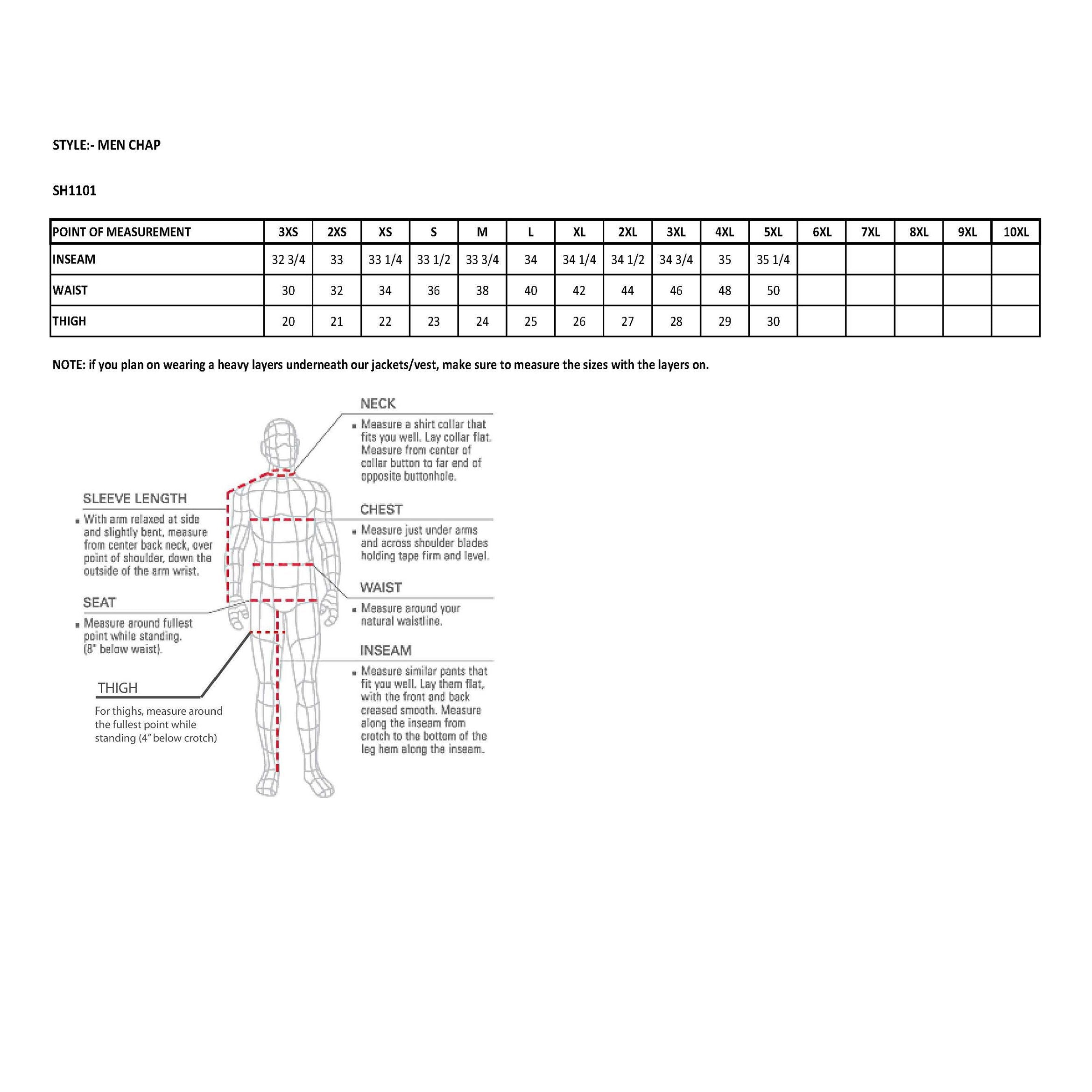 Chaps for Men's Black Premium Leather- Classic Jean Style Pockets Motorcycle Riders Chap - SH1101