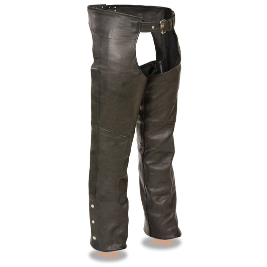 Chaps for Men's Black Premium Leather Fully Lined - Coin Pocket Motorcycle Riders Chap - SH1115